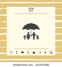 Family under umbrella - Family protect icon