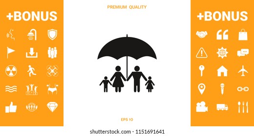 Family under umbrella - Family protect icon
