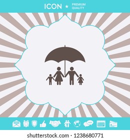 Family under umbrella - Family protect icon. Graphic elements for your design