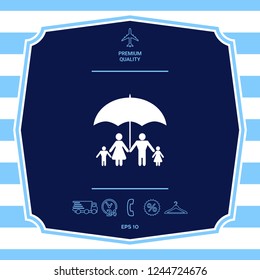 Family under umbrella - Family protect icon. Graphic elements for your design