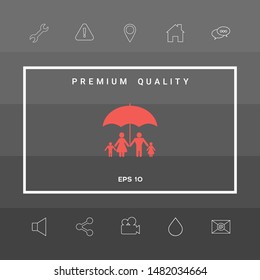 Family under umbrella - Family protect icon. Graphic elements for your design