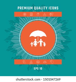Family under umbrella - Family protect icon. Graphic elements for your design