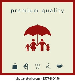 Family under umbrella - Family protect icon. Graphic elements for your design