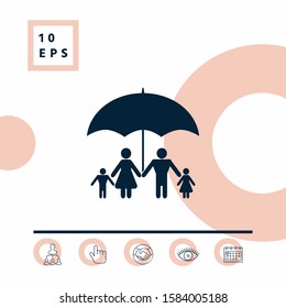 Family under umbrella - Family protect icon. Graphic elements for your design
