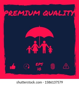 Family under umbrella - Family protect icon. Graphic elements for your design