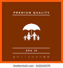 Family under umbrella - Family protect icon. Graphic elements for your design