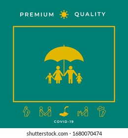 Family under umbrella - Family protect icon. Graphic elements for your design