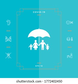 Family under umbrella - Family protect icon. Graphic elements for your design