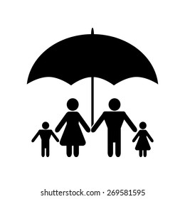 Family Under Umbrella Family Protect Icon Stock Vector (Royalty Free ...