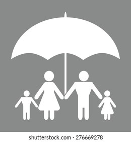 Family under umbrella - Family protect icon.