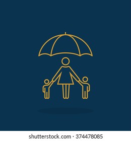 Family under umbrella - Family protect icon.