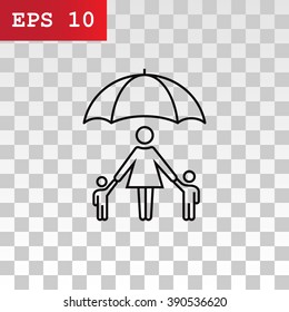 Family under umbrella - Family protect icon.