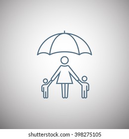 Family under umbrella - Family protect icon.