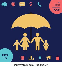 Family Under Umbrella Family Protect Icon Stock Vector (Royalty Free ...