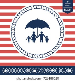 Family under umbrella - Family protect icon