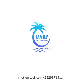 family vacation logo design vector template