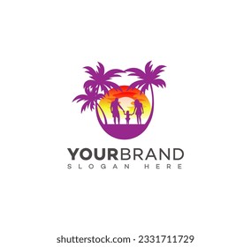 family vacation logo design vector template