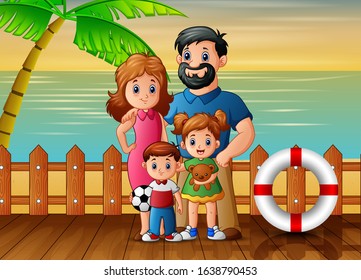 A family vacation on the beach illustration