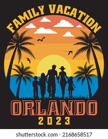 Family Vacation Orlando Vintage T-shirt Design Vector