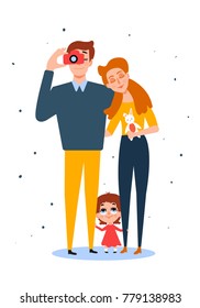 Family vacation. Family people travelling. Family vacation with children vector illustration