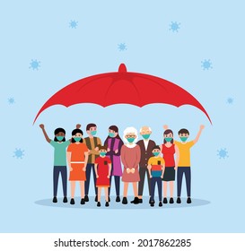 Family Vaccination, Herd Immunity in flat design