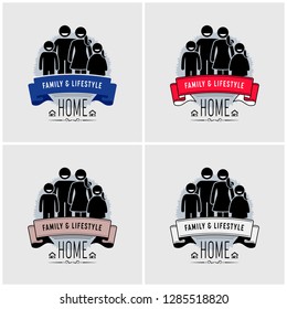 Family value logo design. Vector artwork of a happiness, togetherness, and harmony of a family.