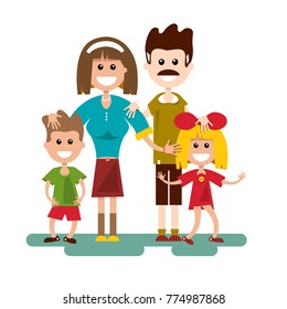 Family Vector Cartoon. Flat Design Vector Illustration.