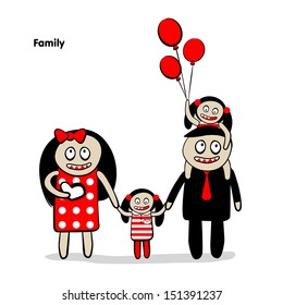 family vector cartoon illustration