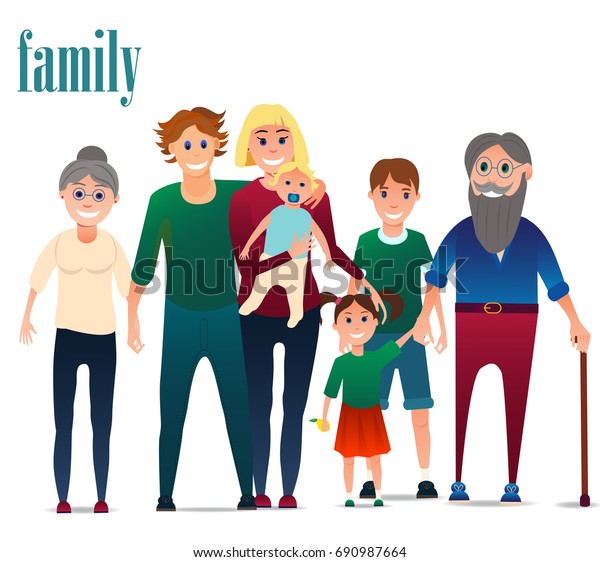 Family Vector Father Mother Grandmother Grandfather Stock Vector ...