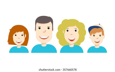 Family Vector Flat Icons.  Mother, father, daughter, son