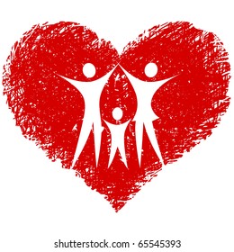 family vector with hand drawn heart