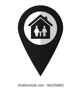 Family - vector icon;  black map pointer