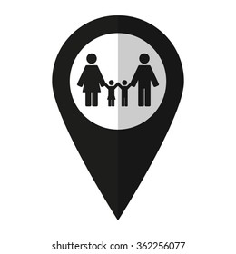 family - vector icon;  black map pointer