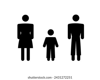 Family vector icon: child, mom, dad. Son together with parents on isolated background. Family concept graphic sign. EPS10