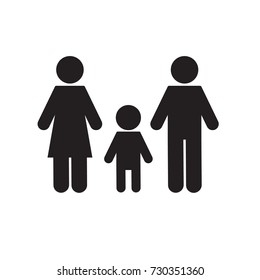 Family Vector Icon. Flat Design Style. Illustration. Man, Woman, Kids. 