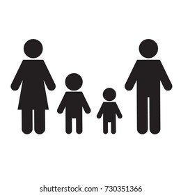 Family Vector Icon. Flat Design Style. Illustration. Man, Woman, Kids. 