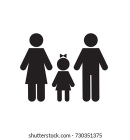 Family Vector Icon. Flat Design Style. Illustration. Man, Woman, Kid. 