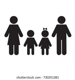 Family Vector Icon. Flat Design Style. Illustration. Man, Woman, Kid. 