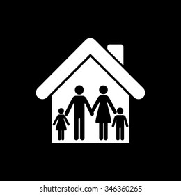 family vector icon isolated on black