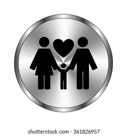 Family - vector icon;  metal button