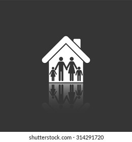 family vector icon with mirror reflection