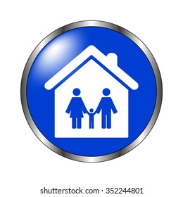 Family - vector icon on the blue button