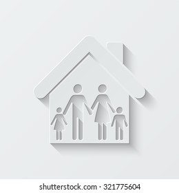 family vector icon - paper illustration