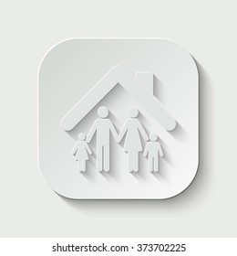 family vector icon - paper illustration
