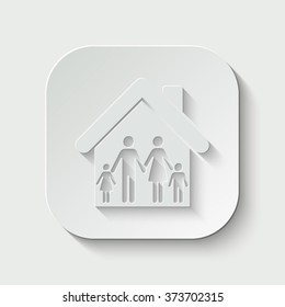 family vector icon - paper illustration