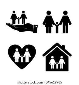 Family - vector icon, set