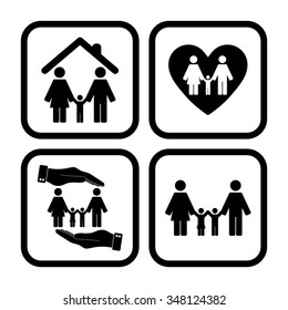 Family - vector icon, set