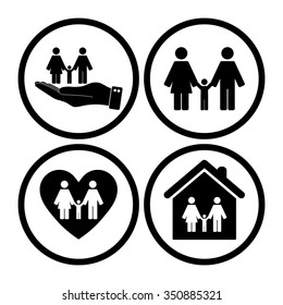 Family - vector icon, set