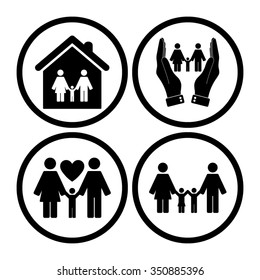 Family - vector icon, set