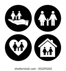 Family - vector icon, set